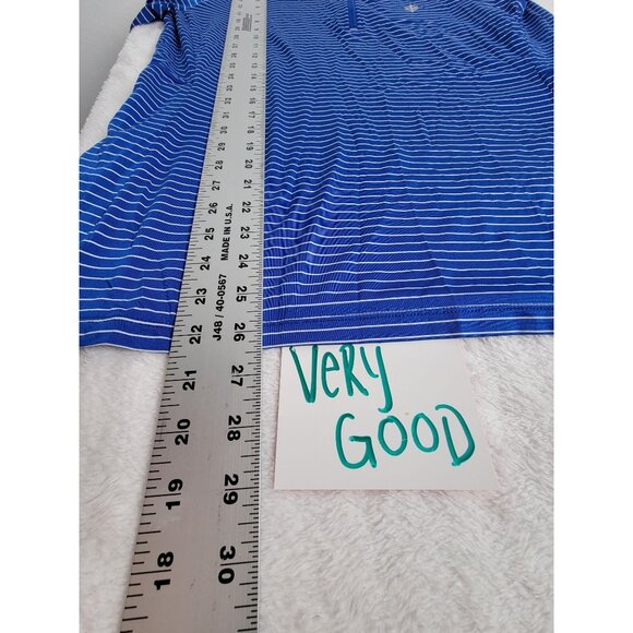 Coolibar Womens Blue Striped UPF 50+ Quarter-Zip Long Sleeve Shirt Large Stretch - Picture 8 of 9